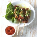 Pork Kebabs with O&CO. Ketchup and Cilantro