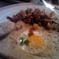 Potato, Bacon, Chorizo with a Egg in hole bread