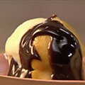 Profiteroles with Vanilla Ice Cream and Chocolate Sauce