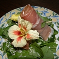 Prosciutto Wrapped Fig and Arugula Salad