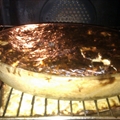 Quiche lorraine with shallots in a bed of roquefort and emmental