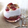 Raspberry and Tortas Parfait with Pomegranate Sauce
