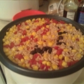 Rice Cooker Brown Rice with Black Beans, Tomatoes and Corn