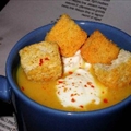 Roasted Pumpkin Soup with Roasted Garlic and Black Pepper Crouton