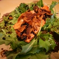 Roasted Salmon with Crumbled Bacon and Arugula