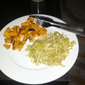Roasted Sweet Potatoes and Sauteed Cabbage