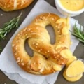 Rosemary Sea Salt Pretzels with Rosemary Cheddar Cheese Sauce