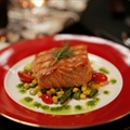 Salmon With Bacon and Oyster Succotash