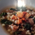 Sausage and Spinach Soup with Rosemary Croutons