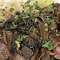 Seared and Carved Beef Tenderloin with Herb Quinoa, Poached Leeks and Wild 