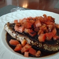 Seared Pepper-Crusted Tuna with Tomatoes and Balsamic Glaze