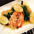 Seared salmon with kale and quinoa