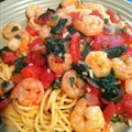 Shrimp pasta with basil and spinach