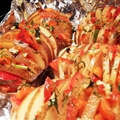 Sliced Baked Potatoes with Pepper and Garlic