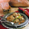 Spiced Chicken Meatballs in Split Pea Pilaf