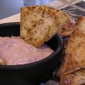 Spicy Red Bean Dip with Baked Pita Wedges