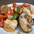 Spicy Stir-Fried Tofu with Snow Peas, Peanut Butter, and Mushrooms