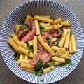 Steak and Spinach Pasta In Garlic and Olive Oil