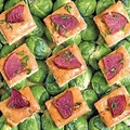 Stilton rarebits with spiced pear