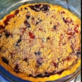 Strawberry and blueberry pie with crumble topping