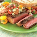 Strip Steaks with Tomato and Blue Cheese Vinaigrette