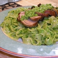 Stuffed Pork Tenderloin On Pesto Tagliatelle