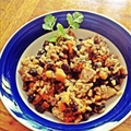 Sweet potato, chicken, black beans, and rice