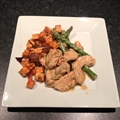 Tarragon Chicken with Sweet Potato Wedges and Asparagus Spears