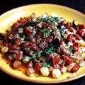 Tartiflette with spicy sausage and pecorino