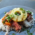 Teriyaki Steak with Grilled Jalapeno and Pineapples