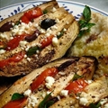 Tomato Stuffed Roasted Eggplant with Feta
