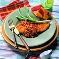 Tortilla Crusted Chicken Paillard with Sacaton Relish