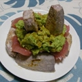 Tuna with Avocado And Wasabi Compote And Chinese Taro Potat