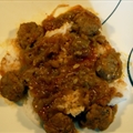Turkey Balls with Onion, Cucumber Served with Rice