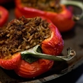 Vegetarian Stuffed Red Peppers With Red Wine Sauce