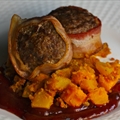 Venison Meatloaf with Blackberry BBQ Sauce and Buffalo Sweet Potato/Pumpkin