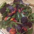 Warm Beet And Sweet Potato Salad with Creamy Lemon Thyme Dr