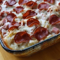 3-Meat Pizza Casserole