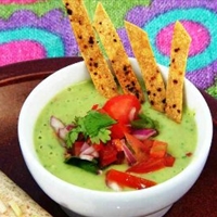 Avocado Cream Soup With Lime-Chili Tortilla Strips