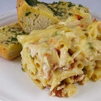 Baked Chicken and Bacon Alfredo & Garlic Bread