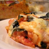 Baked Spaghetti with Fresh Basil and Smoked Mozzarella