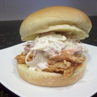 BBQ Pulled chicken sandwiches with coleslaw