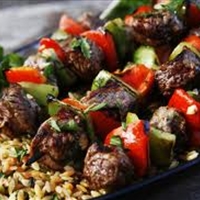 Beef Kabobs with Parmesan Orzo