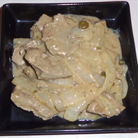 Beef Liver and Onions in mustard relish sauce