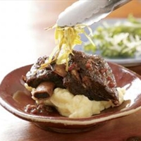 Beef Short Ribs, Asian-style with Julienned Leeks