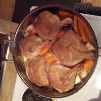 Beer braised duck legs