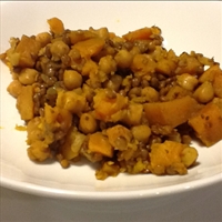 Butternut Squash, Garbonzo Beans, and Lentil Curry