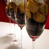 Cherries in Spiced Wine Syrup with Pound Cake Croutons