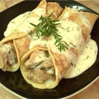 Chicken and mushroom crepes