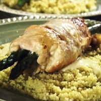 Chicken-Asparagus Roll-ups with Orange Yogurt Sauce and Couscous